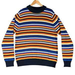 Paisley & Gray Sz XL Men's Black Wool Blend Fine Gauge Striped Sweater 90s Style